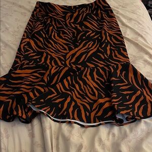 Stylish Black and Orange Zebra Print Skirt